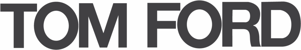 Tom Ford logo in bold, minimalist black uppercase font.