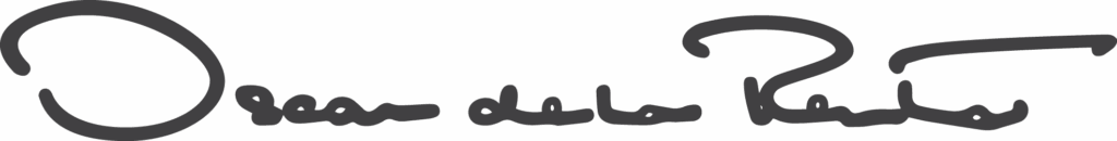 Logo of Oscar de la Renta, American luxury fashion designer.