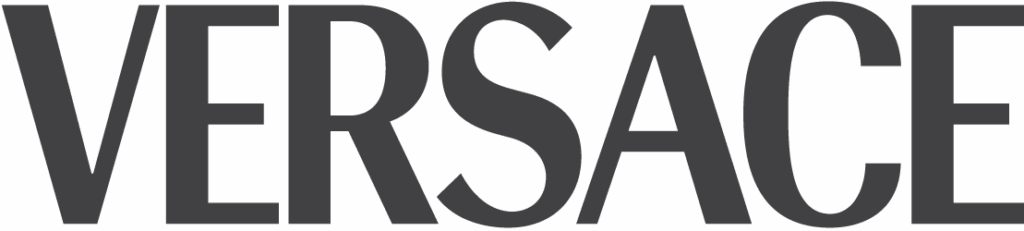 Versace logo in bold, all-caps black typography on a transparent background.