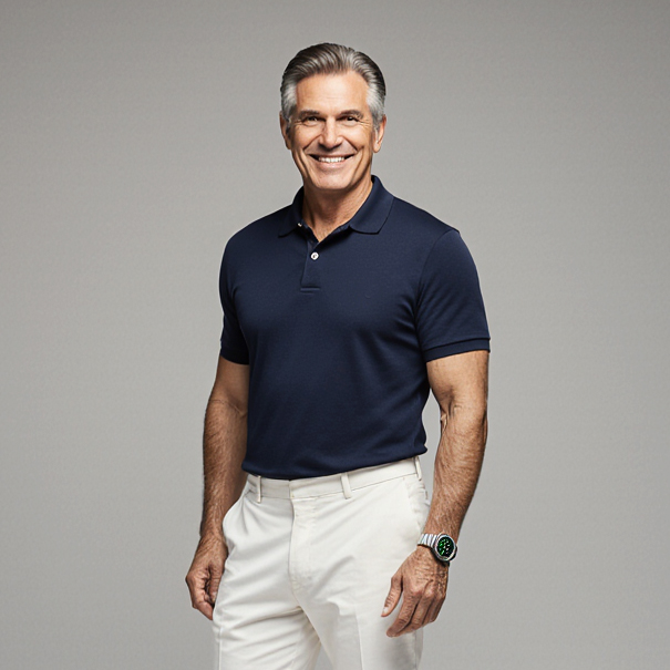 Sudsies guest in Bal Harbour Village wearing a navy polo and white slacks