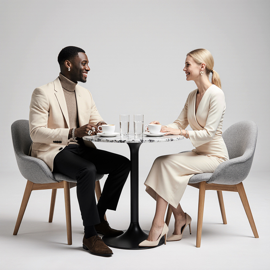 Two professionals sharing coffee, symbolizing trust, connection, and business partnerships.