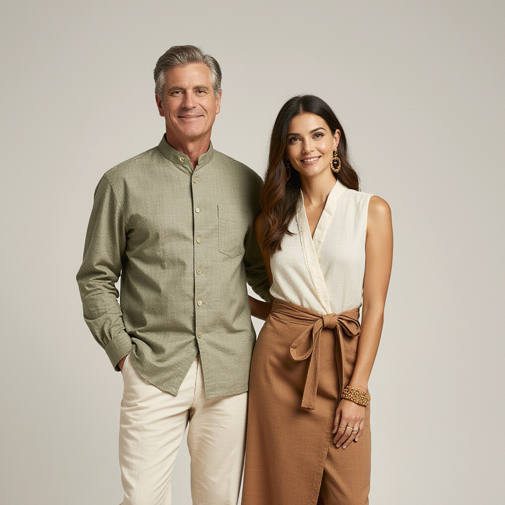 Elegant couple representing Sudsies luxury dry cleaning with free pickup and delivery at L’Hermitage I.