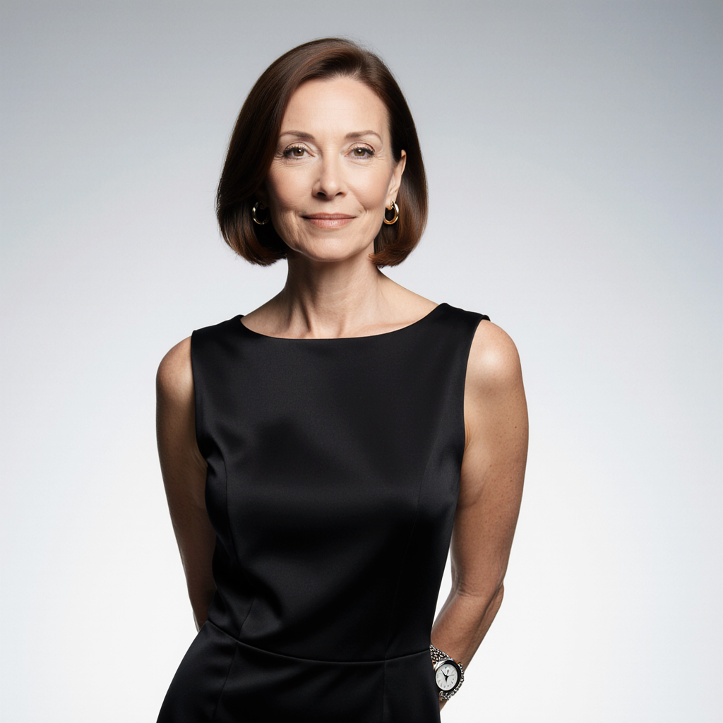 Woman in elegant black dress representing Sudsies luxury dry cleaning with free pickup and delivery at One Thousand Museum in Miami.