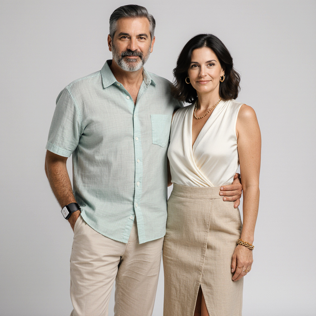 Stylish couple at Southgate Towers representing Sudsies luxury dry cleaning with free pickup and delivery service in Miami Beach.