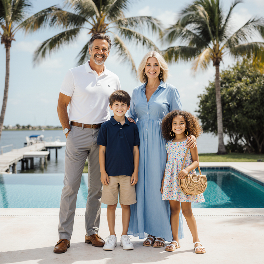 Family enjoying Palm Island waterfront living with Sudsies pickup and delivery convenience.