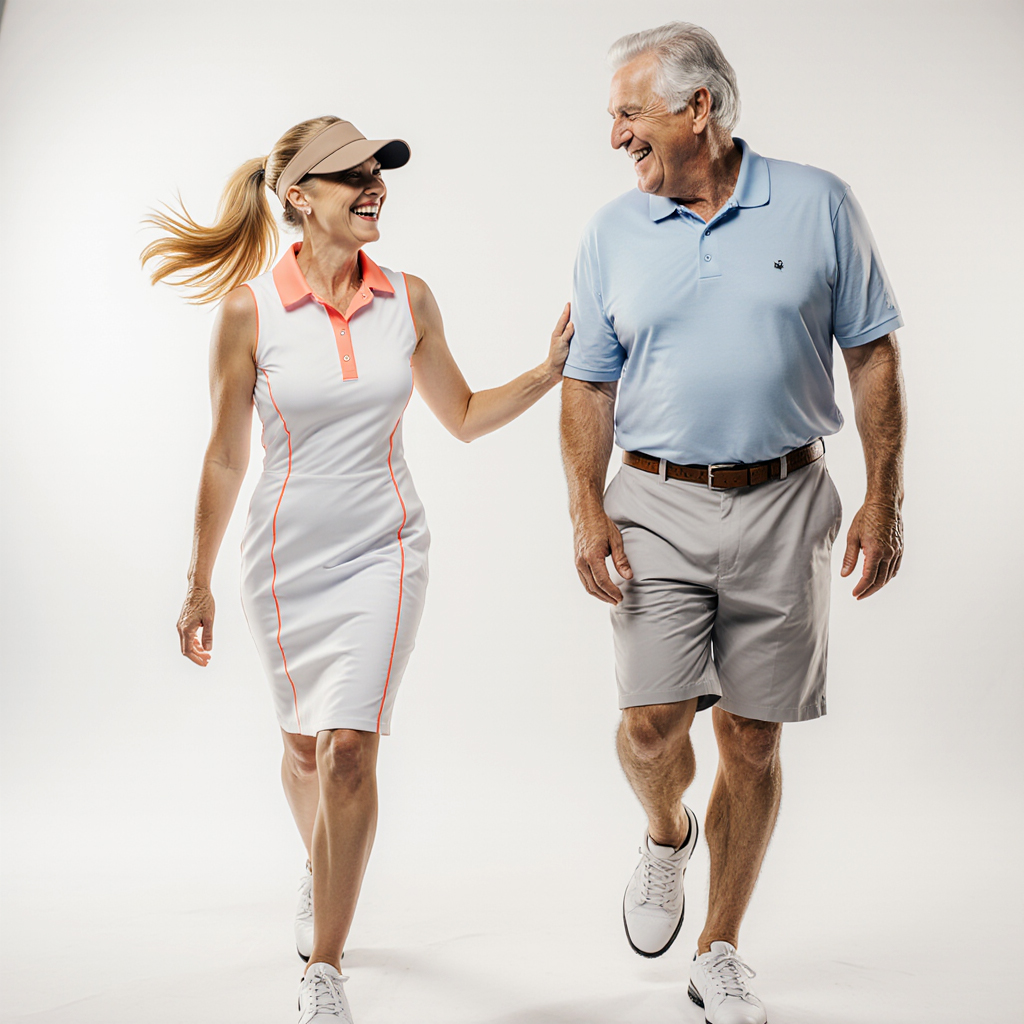 Broken Sound – Luxury Garment Care by Sudsies | Sudsies Smiling couple in sporty attire, reflecting the elegant, active lifestyle of Broken Sound, Boca Raton.