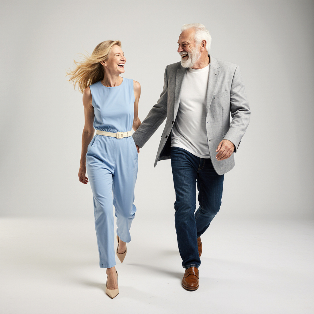 Stylish couple walking confidently, dressed in modern resort attire representing Palmetto Park West in Boca Raton.