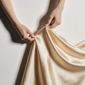 Delicate silk fabric carefully handled for professional cleaning by Sudsies Dry Cleaners